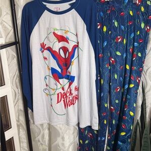 Marvel Spider-Man Navy, White & Red Holiday Pajama Set